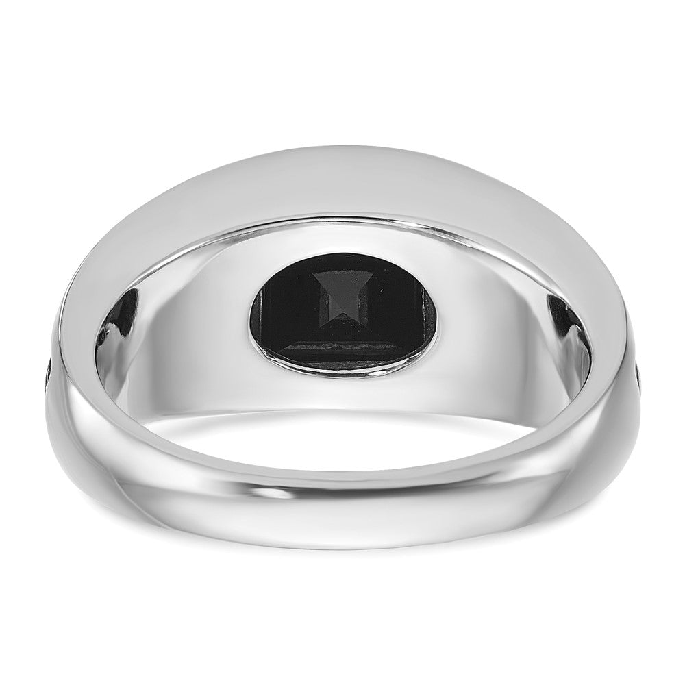 14k White Gold with Black Rhodium IBGoodman Men's Onyx and Diamond Complete Ring-B84538-4WOX/AA