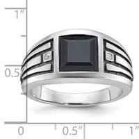 14k White Gold IBGoodman Men's Black Rhodium Onyx and Diamond Complete Ring-B84538