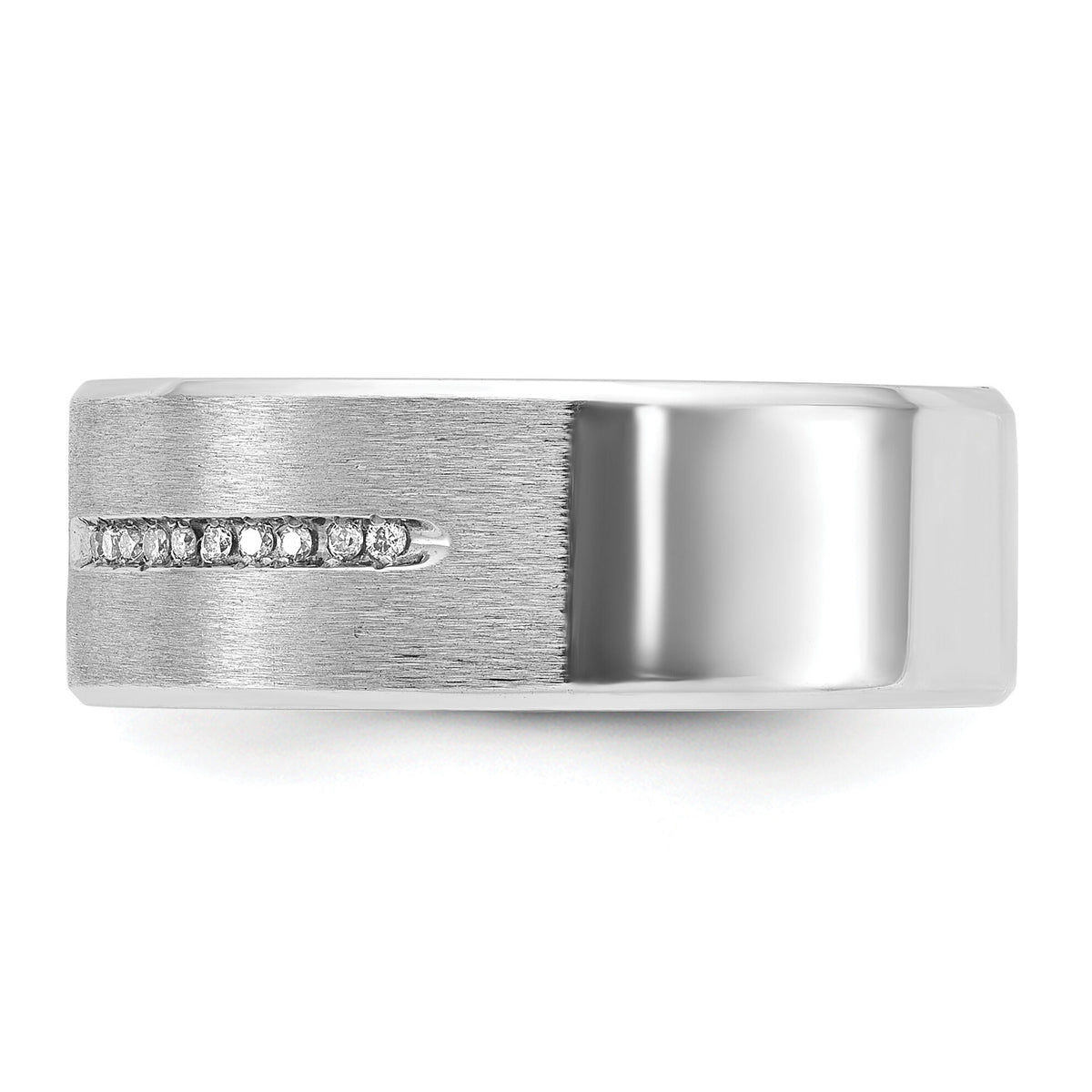 14k White Gold IBGoodman Men's Satin Cr. Sapphire Diamond Complete Ring-B84637