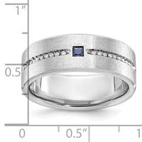 14k White Gold IBGoodman Men's Satin Cr. Sapphire Diamond Complete Ring-B84637