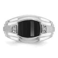 14k White Gold IBGoodman Men's Satin Onyx and Diamond Complete Ring-B84652-4WOX/AA