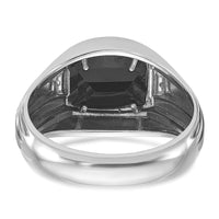 14k White Gold IBGoodman Men's Satin Onyx and Diamond Complete Ring-B84652-4WOX/AA