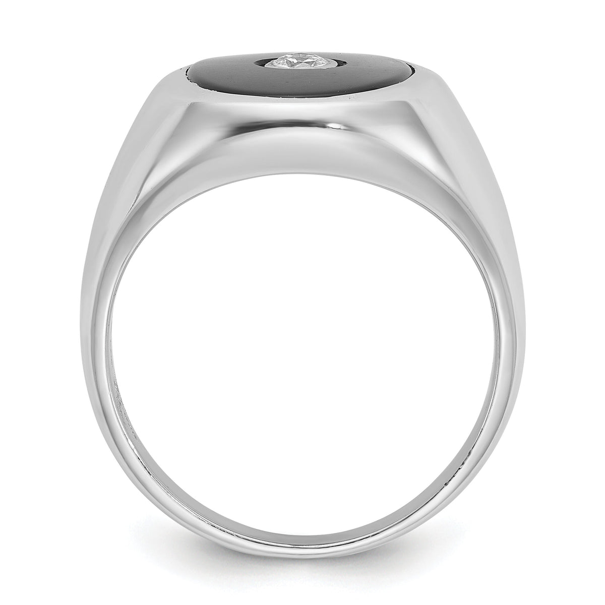 14k White Gold IBGoodman Men's Onyx and Diamond Complete Ring-B84653