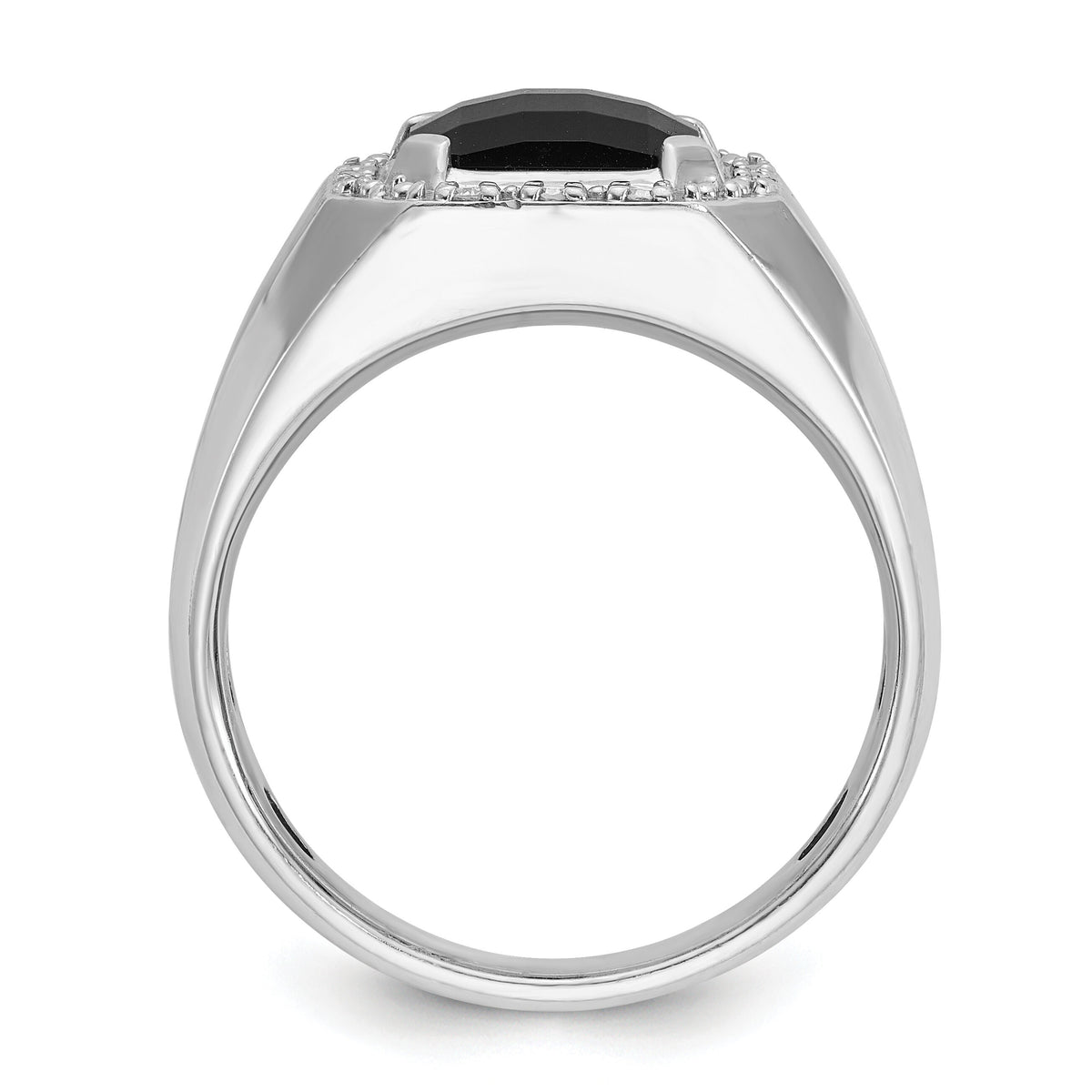 14k White Gold IBGoodman Men's Onyx and Diamond Complete Ring-B84672