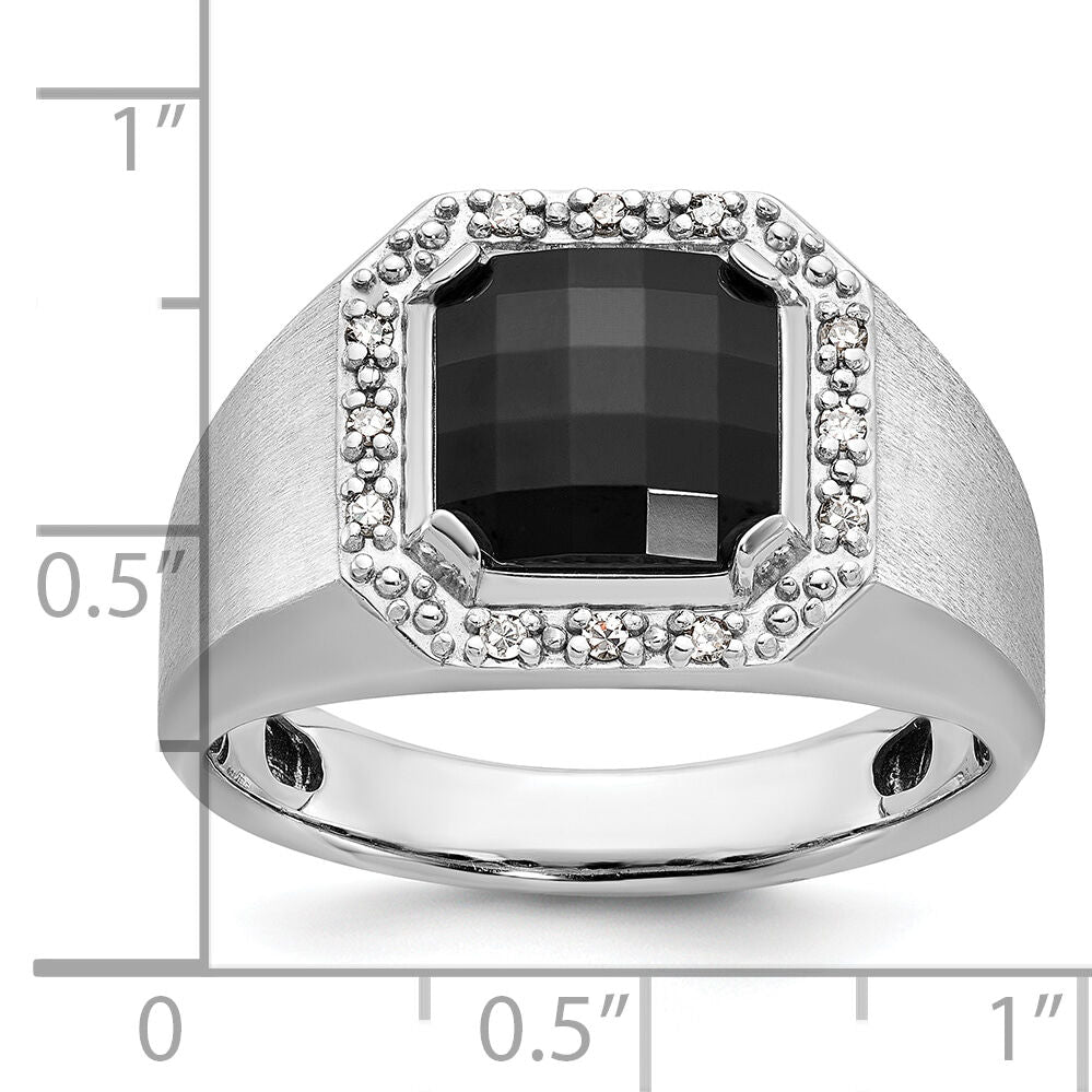 14k White Gold IBGoodman Men's Onyx and Diamond Complete Ring-B84672