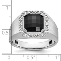 14k White Gold IBGoodman Men's Onyx and Diamond Complete Ring-B84672