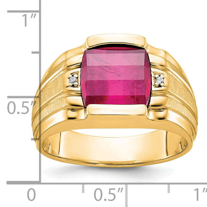 10k IBGoodman Men's Satin Cr. Ruby and Diamond Complete Ring-B84685