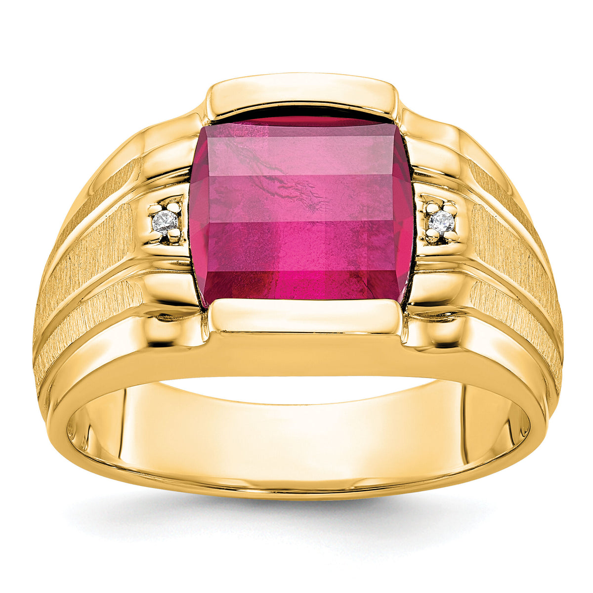 10k IBGoodman Men's Satin Cr. Ruby and Diamond Complete Ring-B84685