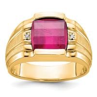 10k IBGoodman Men's Satin Cr. Ruby and Diamond Complete Ring-B84685