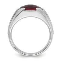 14k White Gold IBGoodman Men's Created Garnet and Diamond Complete Ring-B84753