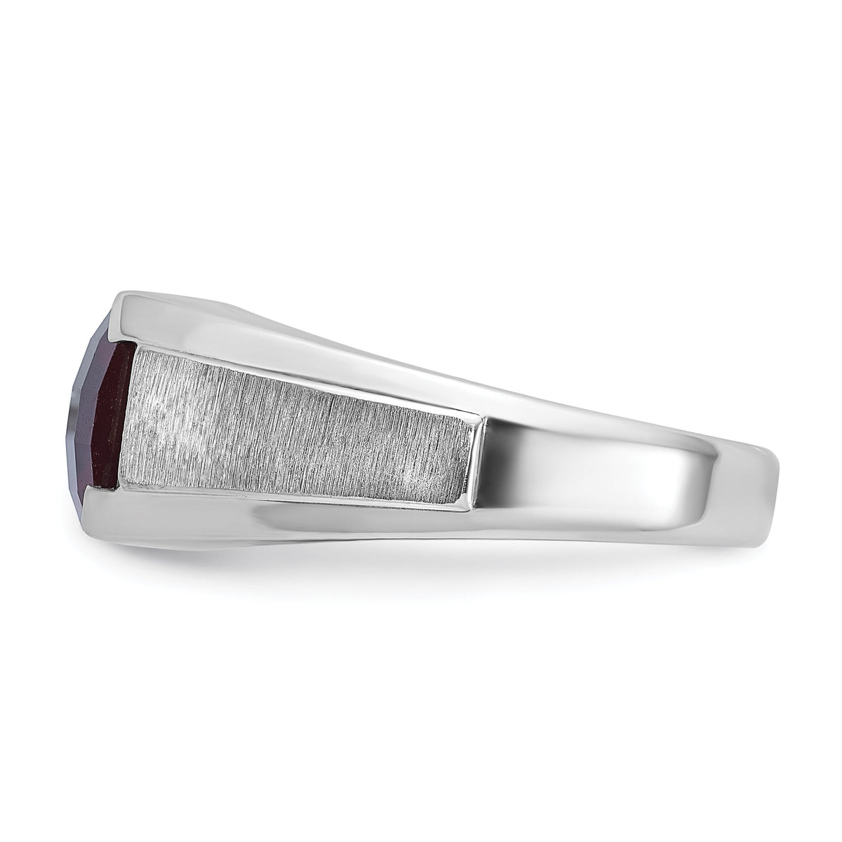 14k White Gold IBGoodman Men's Created Garnet and Diamond Complete Ring-B84753
