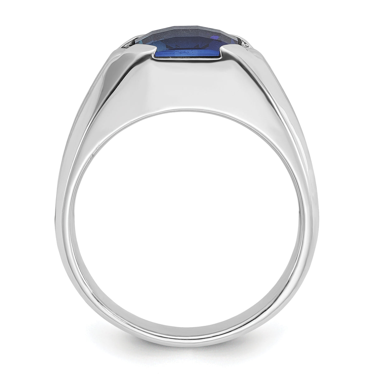 14k White Gold IBGoodman Men's Cr.Sapphire and Diamond Complete Ring-B84754