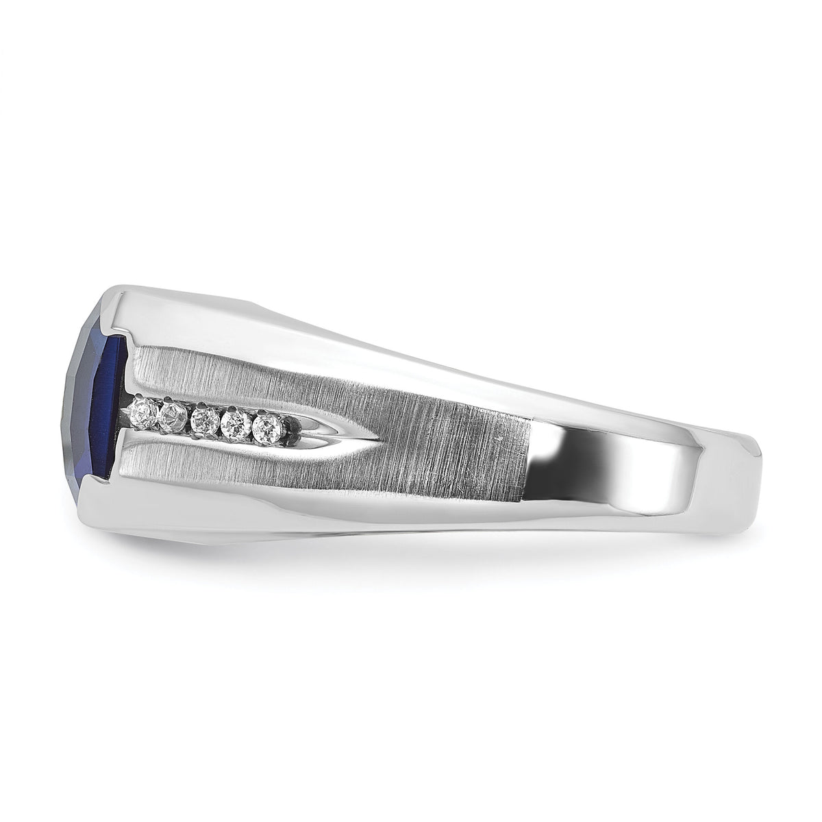 14k White Gold IBGoodman Men's Cr.Sapphire and Diamond Complete Ring-B84754