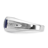 14k White Gold IBGoodman Men's Created Sapphire and 1/20 carat Diamond Complete Ring-B84754-4WCS/AA