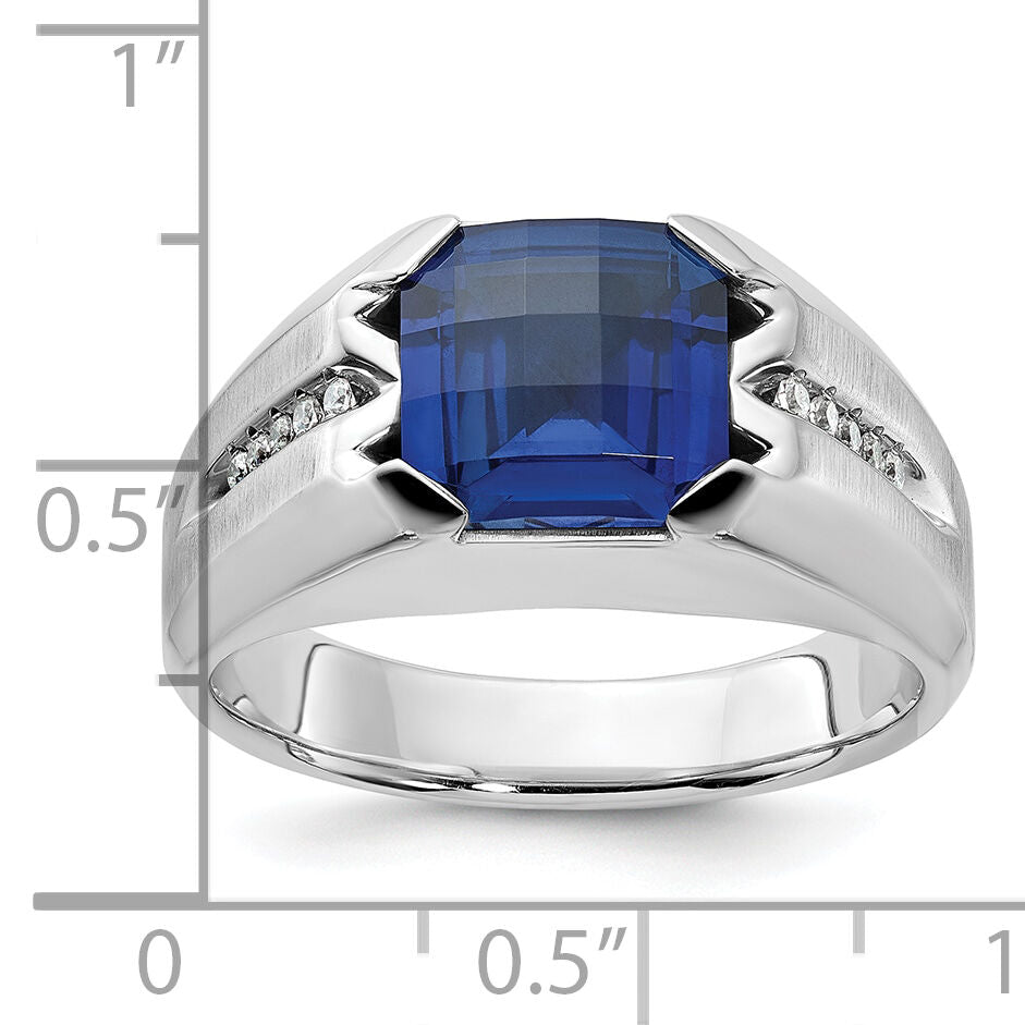 14k White Gold IBGoodman Men's Cr.Sapphire and Diamond Complete Ring-B84754