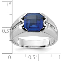 14k White Gold IBGoodman Men's Cr.Sapphire and Diamond Complete Ring-B84754