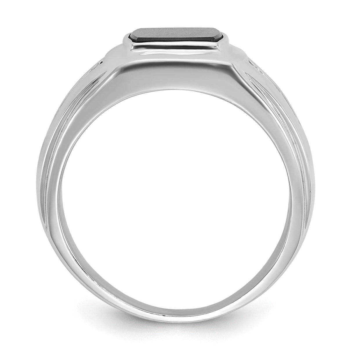 14k White Gold IBGoodman Men's Onyx and Diamond Complete Ring-B84755