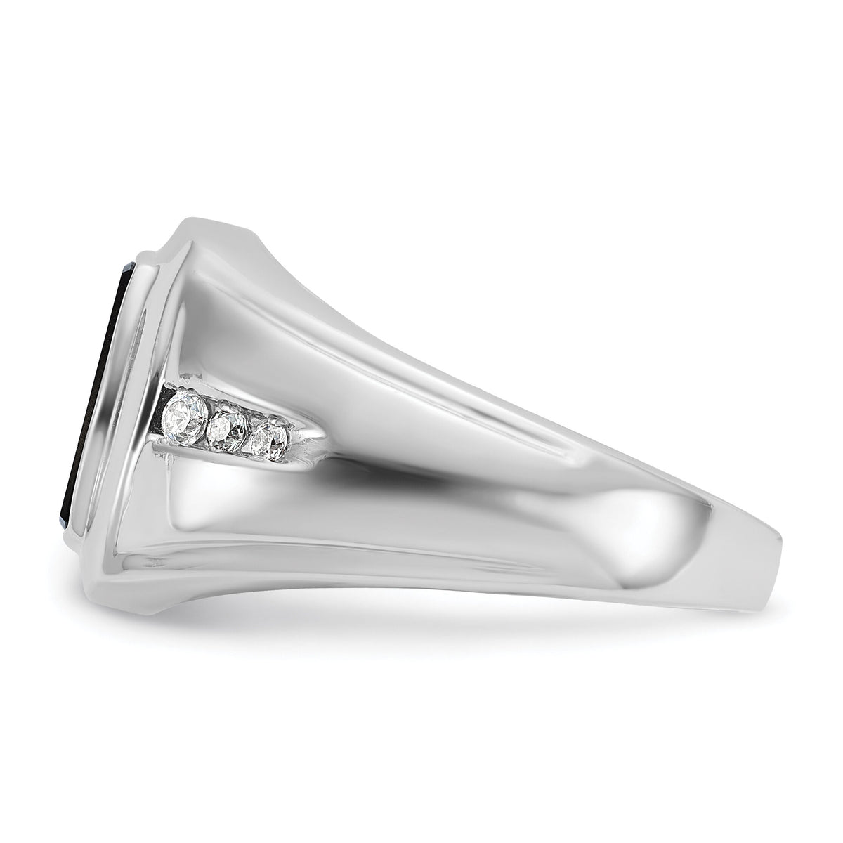 14k White Gold IBGoodman Men's Onyx and Diamond Complete Ring-B84755