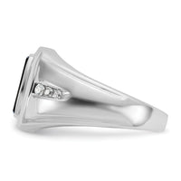14k White Gold IBGoodman Men's Onyx and Diamond Complete Ring-B84755