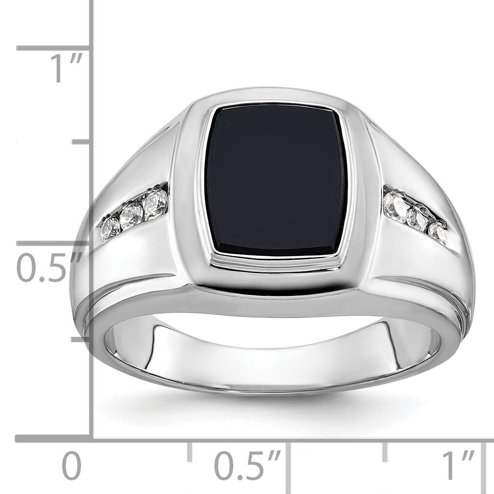14k White Gold IBGoodman Men's Onyx and Diamond Complete Ring-B84755