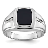 14k White Gold IBGoodman Men's Onyx and Diamond Complete Ring-B84755