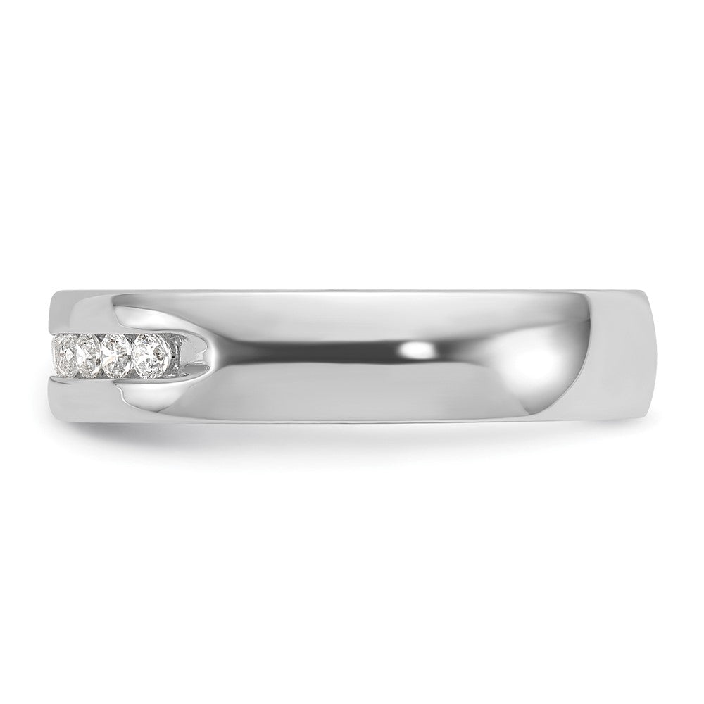 IBGoodman 14k White Gold Men's Polished and Grooved 10-Stone 1/4 Carat AA Quality Diamond Ring-B90513-4WAA