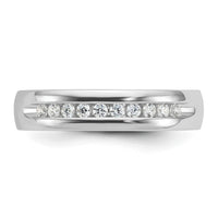 IBGoodman 14k White Gold Men's Polished and Grooved 10-Stone 1/4 Carat AA Quality Diamond Ring-B90513-4WAA