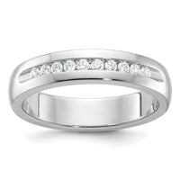 IBGoodman 14k White Gold Men's Polished and Grooved 10-Stone 1/4 Carat AA Quality Diamond Ring-B90513-4WAA