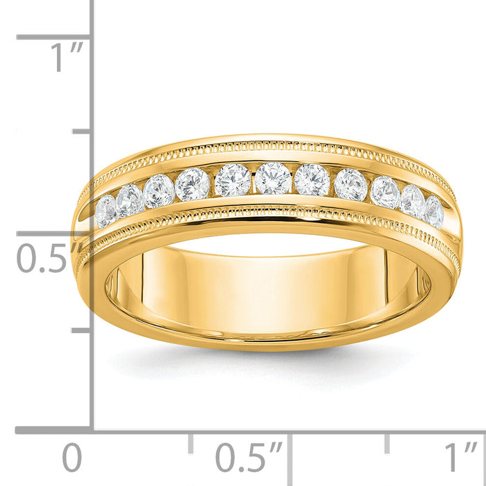 10k IBGoodman Men's Polished and Milgrain 11-Stone Diamond Ring-B90514