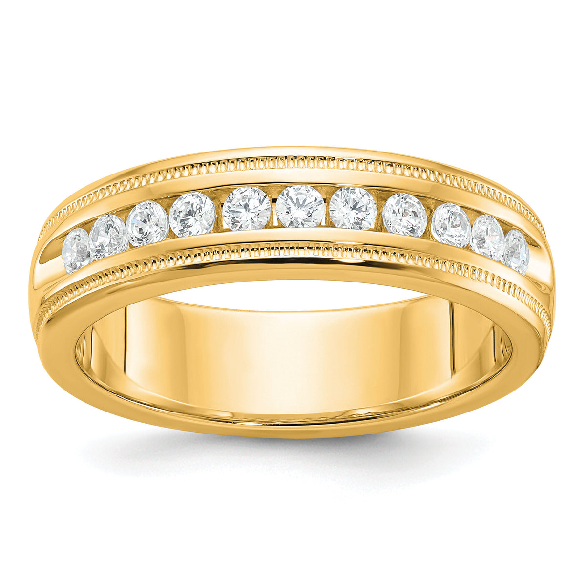 10k IBGoodman Men's Polished and Milgrain 11-Stone Diamond Ring-B90514