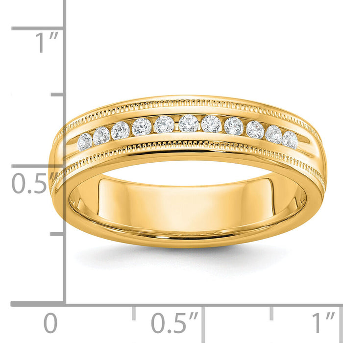 10k IBGoodman Men's Polished and Milgrain 11-Stone Diamond Ring-B90523