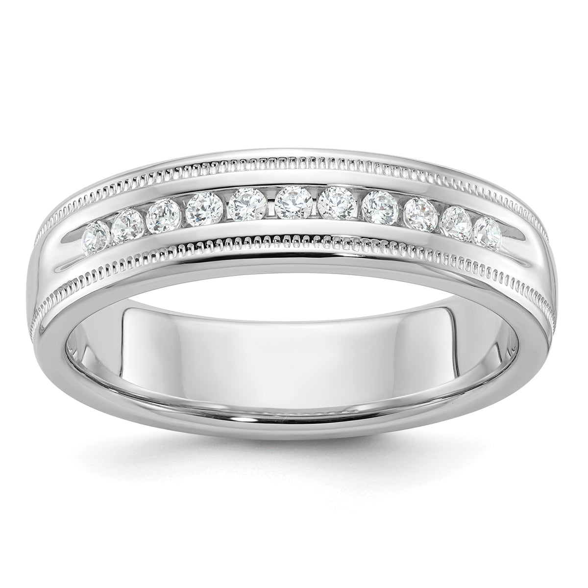 14kw IBGoodman Men's Polished and Milgrain 11-Stone Ring Mounting-B90523-4W