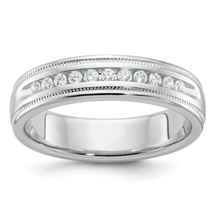 14kw IBGoodman Men's Polished and Milgrain 11-Stone Ring Mounting-B90523-4W