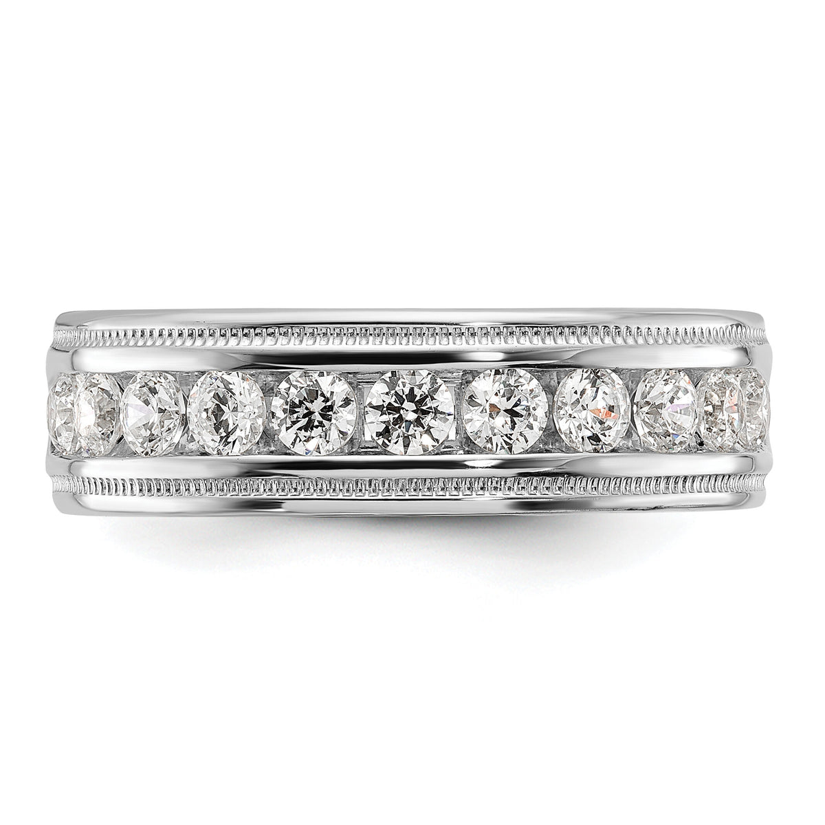 14k White Gold 1 ct Lab Grown Diamond VS/SI+ G+ Comp 11 Stone Men's Ring-B90524