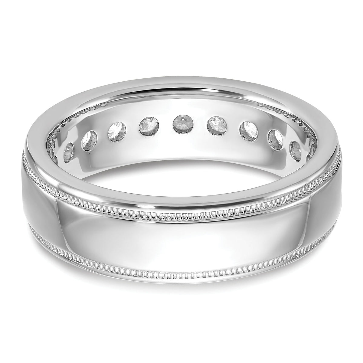 14k White Gold 1 ct Lab Grown Diamond VS/SI+ G+ Comp 11 Stone Men's Ring-B90524