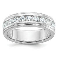 14k White Gold 1 ct Lab Grown Diamond VS/SI+ G+ Comp 11 Stone Men's Ring-B90524