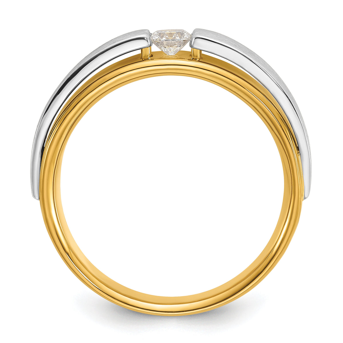 14k Two-tone 1/15 ct Lab Grown Diamond VS/SI+ G+ Complete Men's Band-B96013