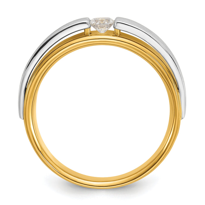 14k Two-tone 1/15 ct Lab Grown Diamond VS/SI+ G+ Complete Men's Band-B96013