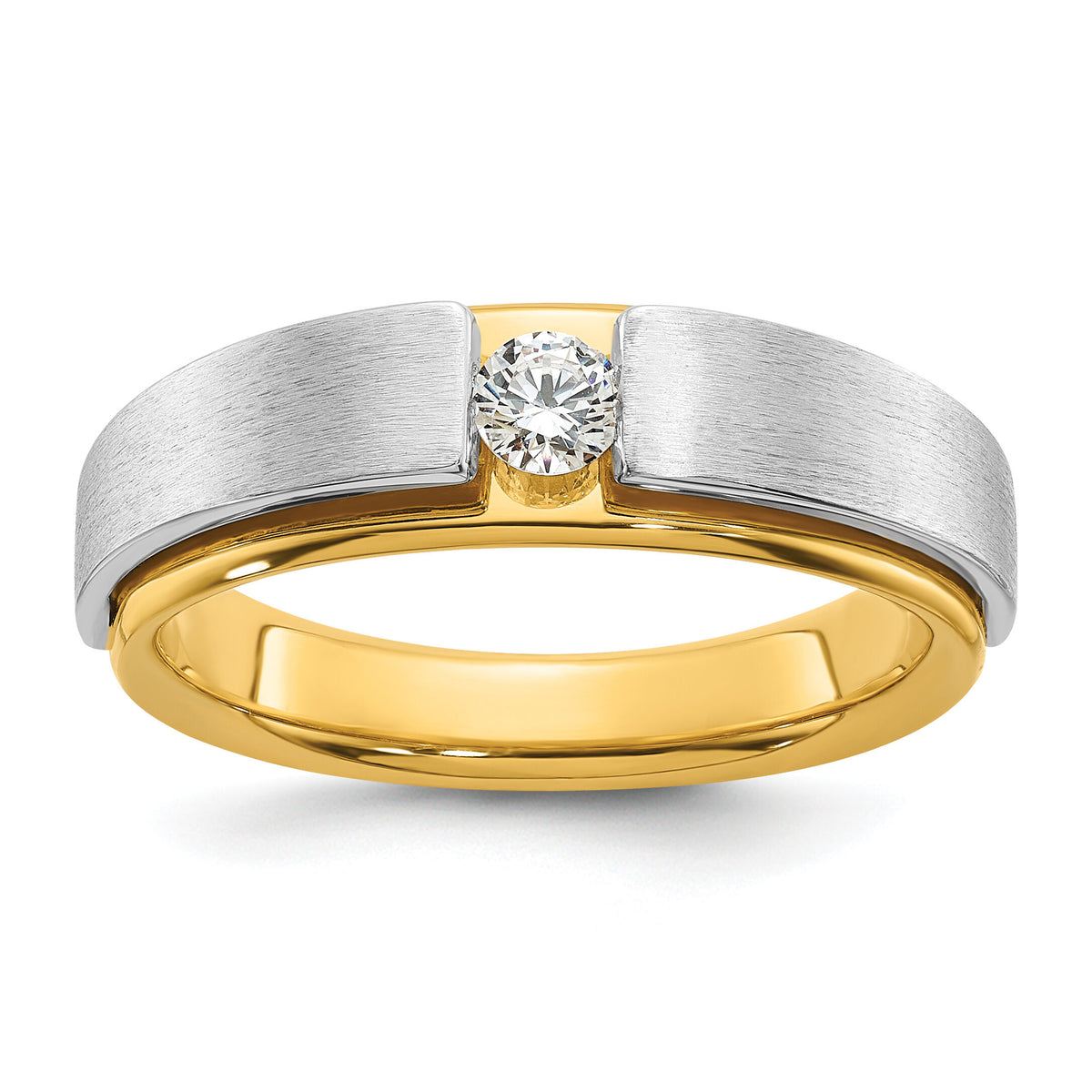 14k Two-tone 1/15 ct Lab Grown Diamond VS/SI+ G+ Complete Men's Band-B96013