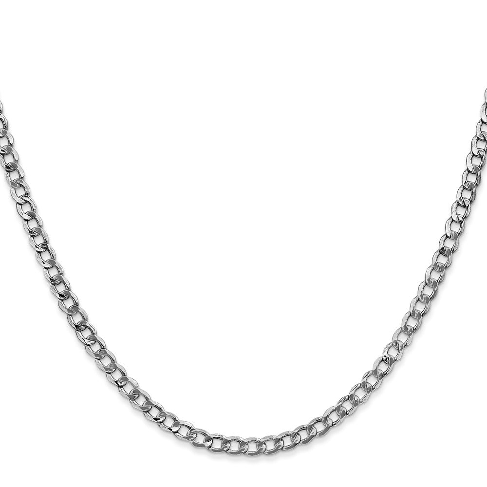 14K White Gold 16 inch 3.35mm Semi-Solid Curb with Lobster Clasp Chain-BC103-16