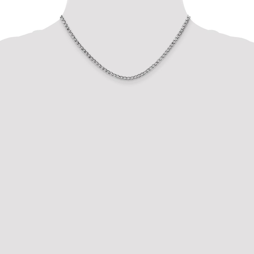 14K White Gold 16 inch 3.35mm Semi-Solid Curb with Lobster Clasp Chain-BC103-16