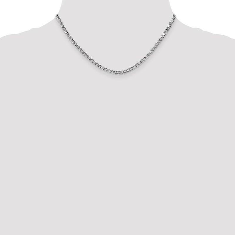 14K White Gold 16 inch 3.35mm Semi-Solid Curb with Lobster Clasp Chain-BC103-16