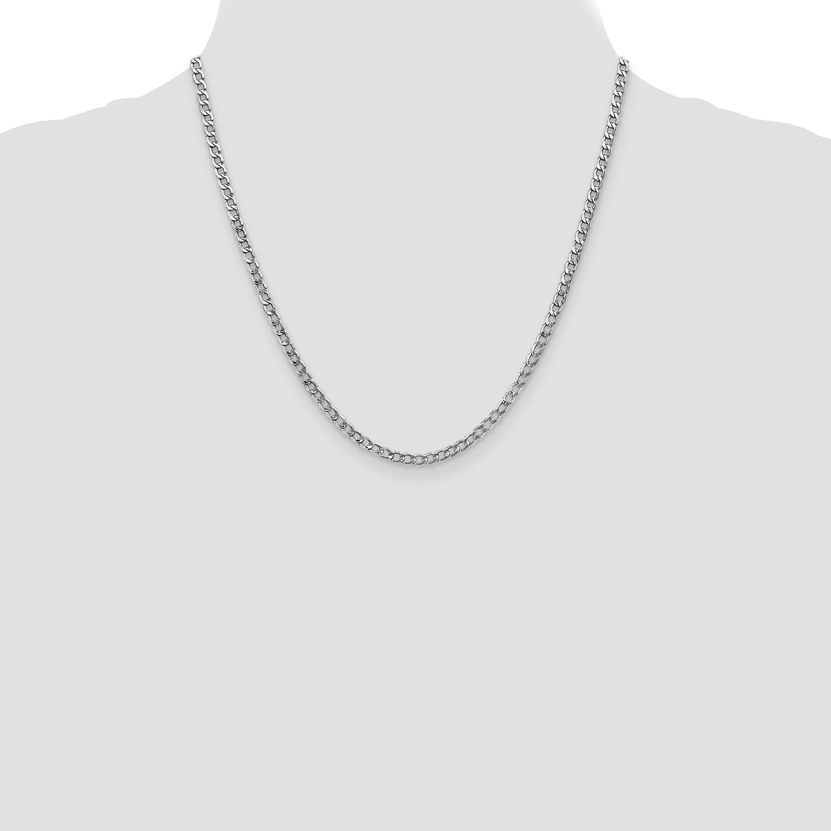 14k White Gold 3.35mm Semi-Solid Curb Chain-BC103-20