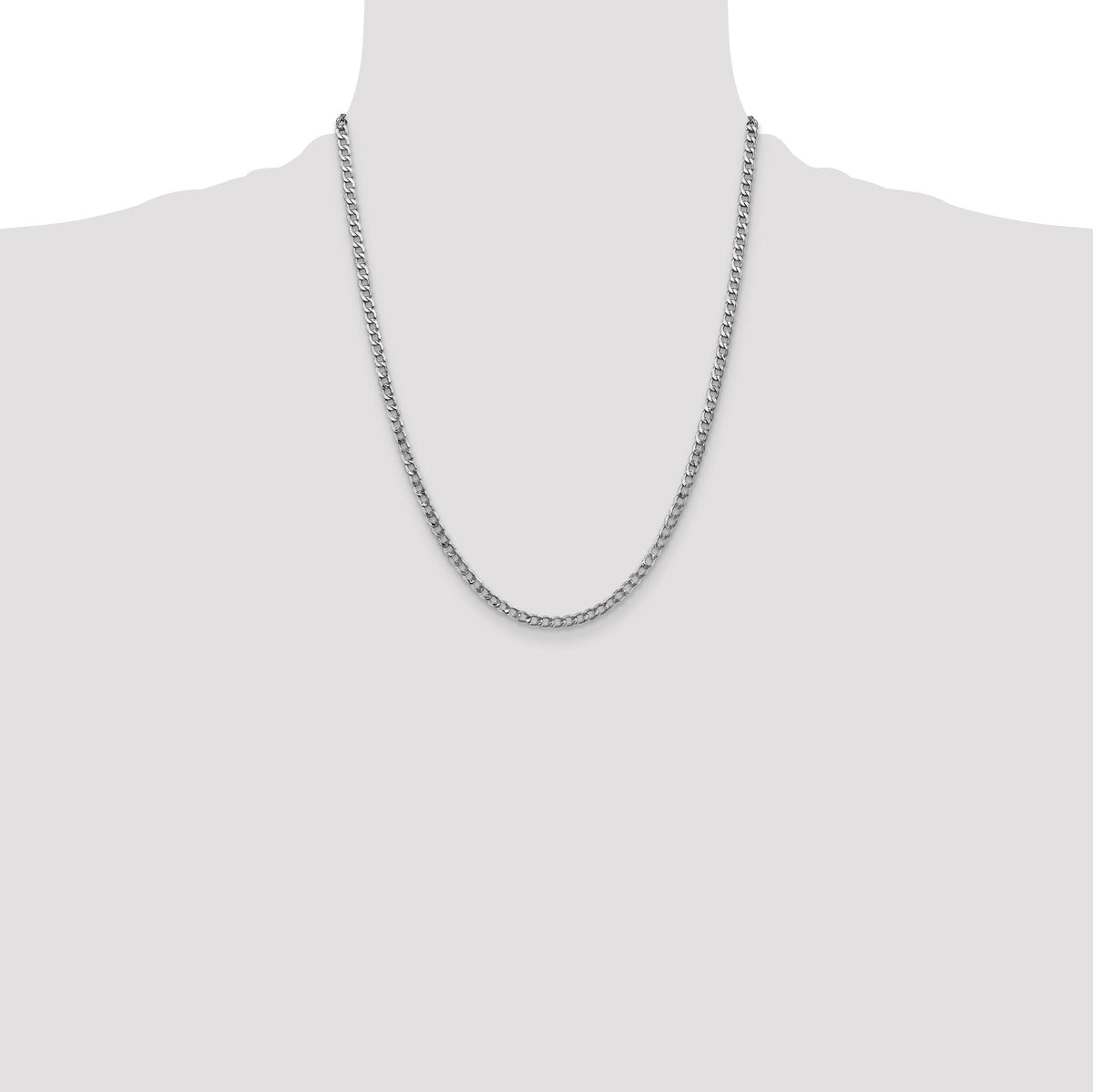 14k White Gold 3.35mm Semi-Solid Curb Chain-BC103-22