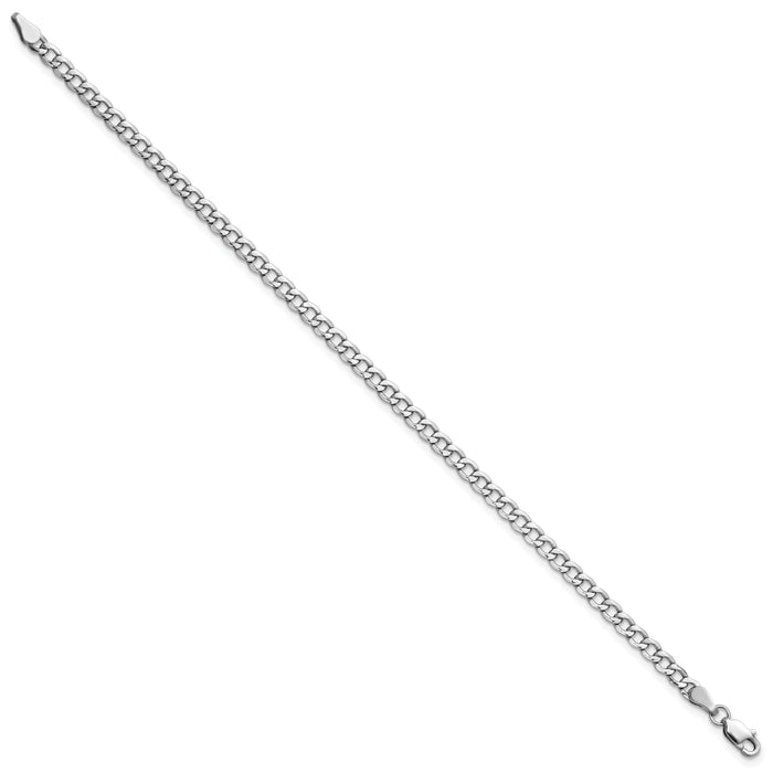 14k White Gold 3.35mm Semi-Solid Curb Chain-BC103-7