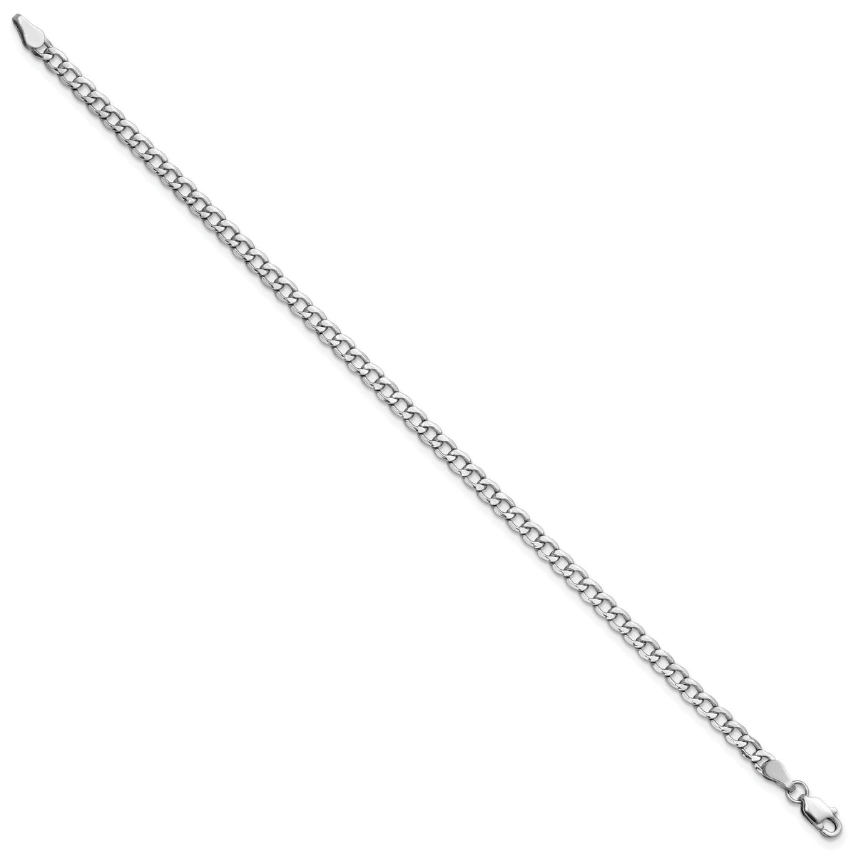 14k White Gold 3.35mm Semi-Solid Curb Chain Anklet-BC103-10