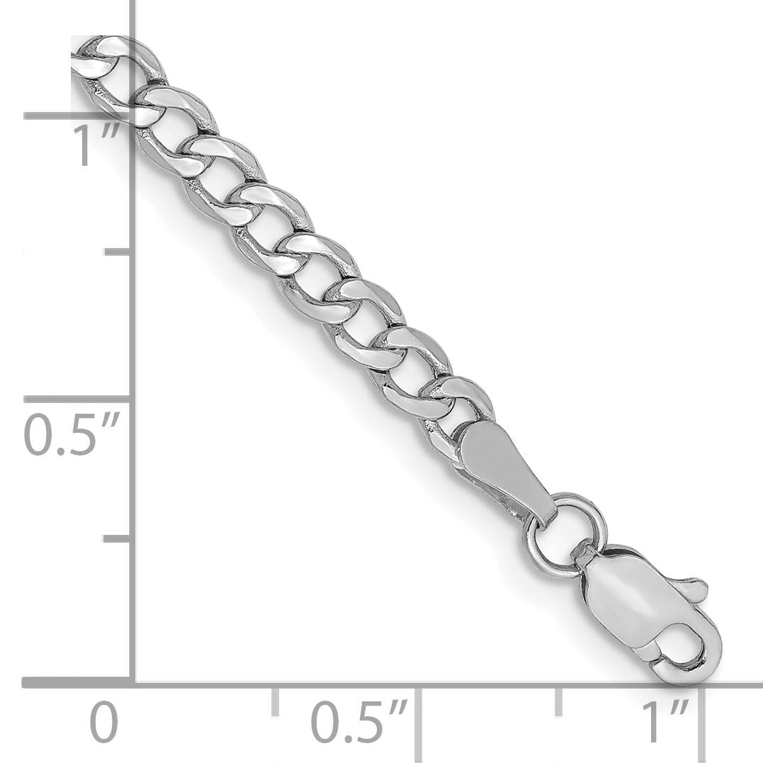 14k White Gold 3.35mm Semi-Solid Curb Chain-BC103-8