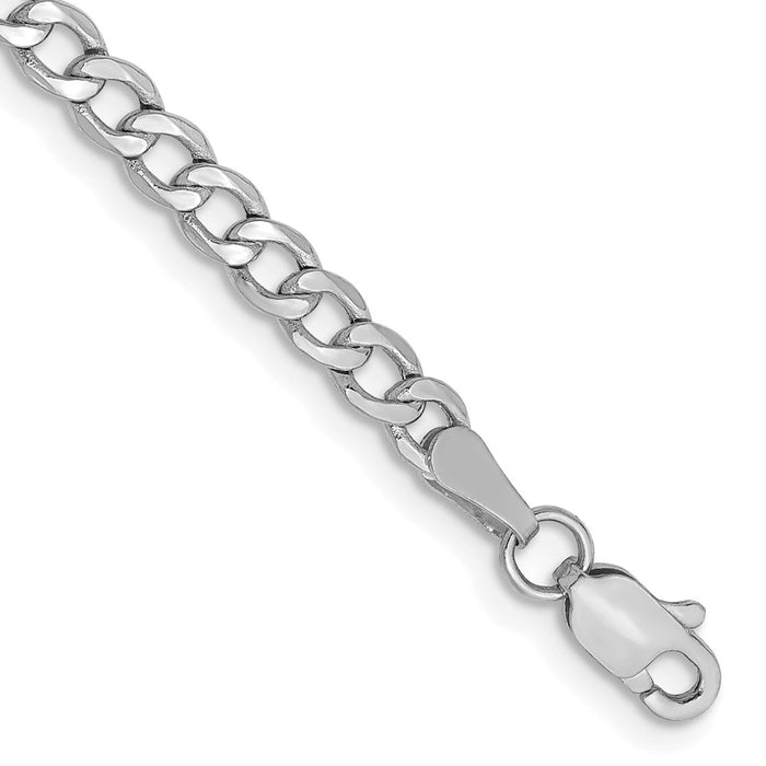 14K White Gold 10 inch 3.35mm Semi-Solid Curb with Lobster Clasp Anklet-BC103-10