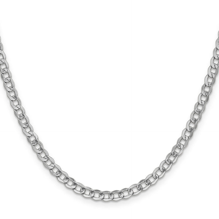 14k White Gold 4.3mm Semi-Solid Curb Chain-BC104-18