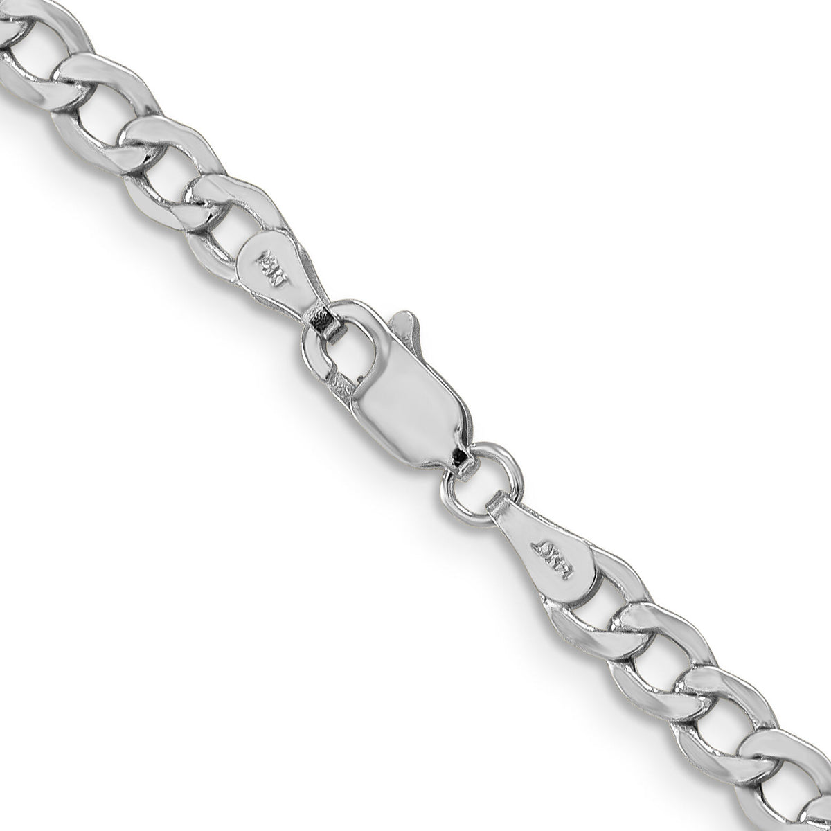 14k White Gold 4.3mm Semi-Solid Curb Chain-BC104-24